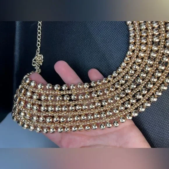 Zara Bold Multilayered Gold Chocker Necklace - Picture 7 of 14